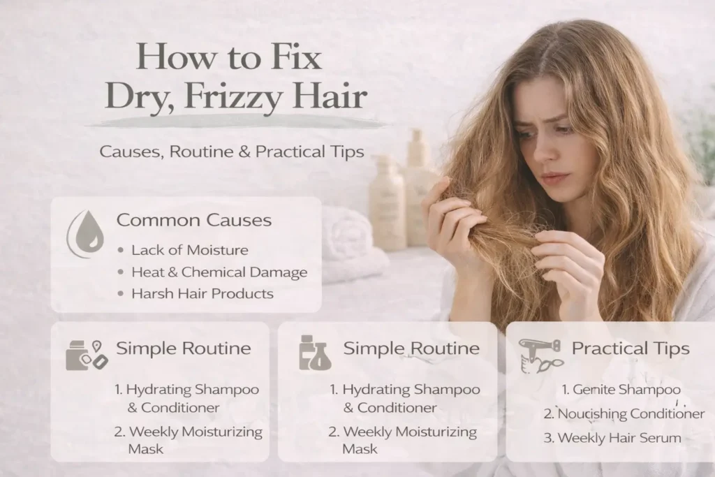 علاج جفاف وهيشان الشعر: الأسباب + روتين عملي + نصائح مفيدة